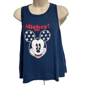 DISNEY Mickey Mouse Red White Blue Patriotic USA Tank Top Womens XL